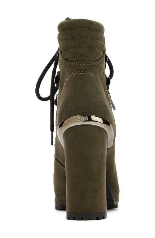 Dkny Lenni Womens Faux Leather Lug Sole Booties In Green