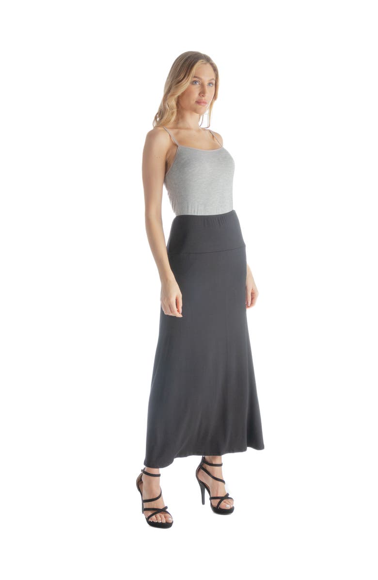 24seven Comfort Apparel Elastic Waist Maxi Skirt, Alternate, color, Black