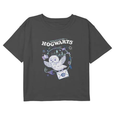 Girls' Hedwig Hogwarts Letter Short Sleeve Boxy Cropped T-shirt