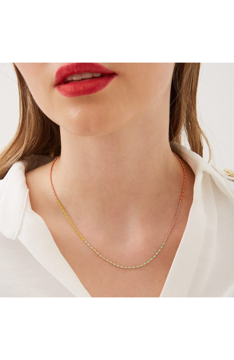 Spero London Sterling Silver Enamel Mine Beaded Colourful Rainbow Necklace, Alternate, color, Gold