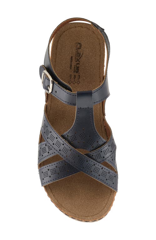 Flexus By Spring Step Perforated Wedge Sandal In Navy