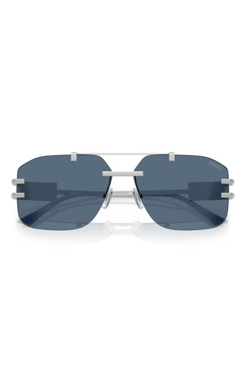 Versace 60mm Rectangular Sunglasses In Silver