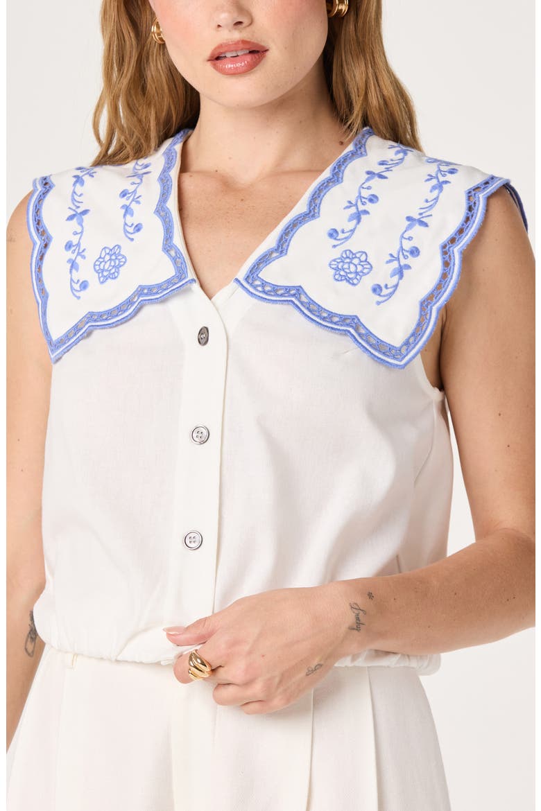Corinne Embroidered Button-Up Shirt, Alternate, color, WHITE BLUE