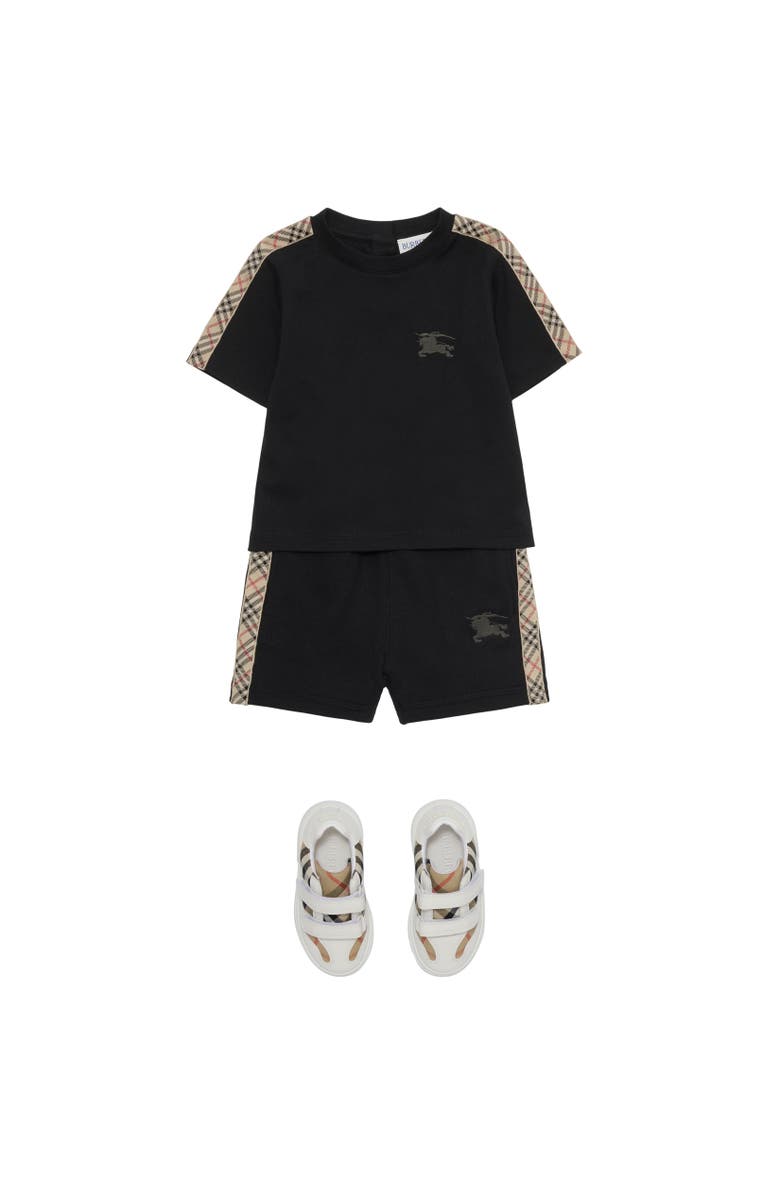 Burberry Check Trim Cotton Shorts, Alternate, color, Black