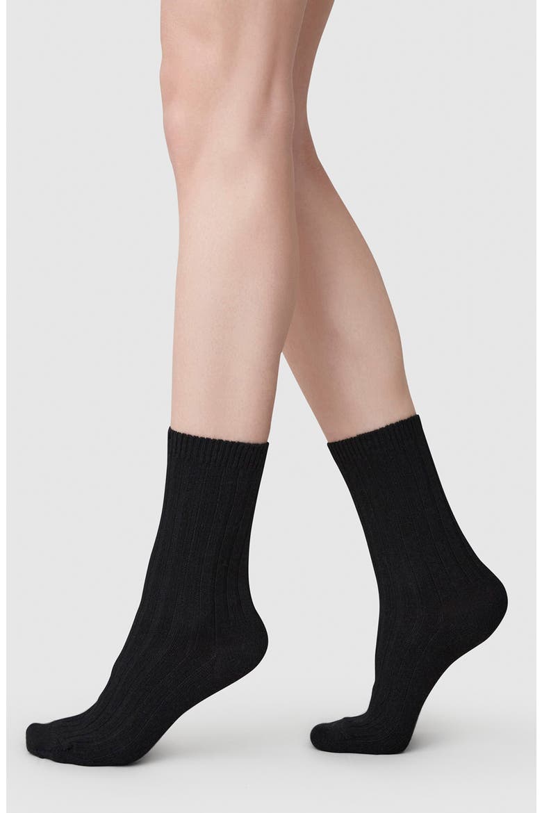 Bodil Chunky Crew Socks, Main, color, BLACK