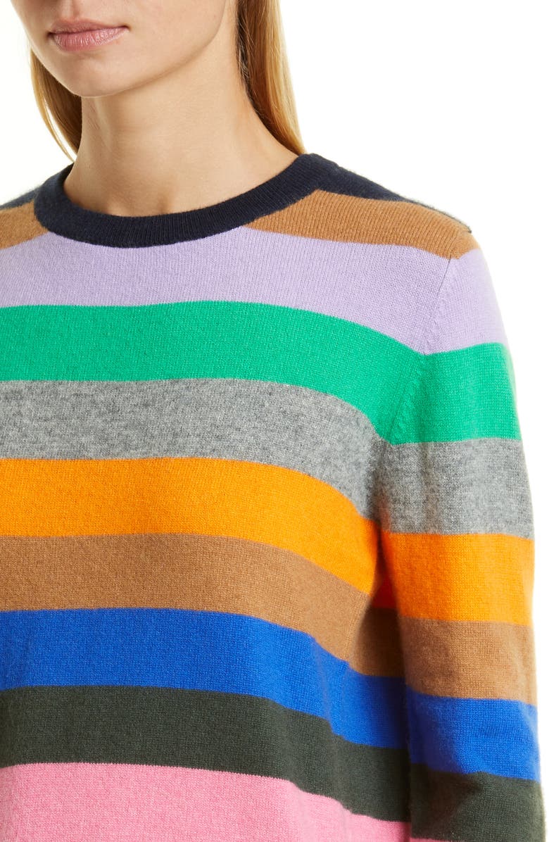 JUMPER 1234 Multistripe Crewneck Cashmere Sweater, Alternate, color,