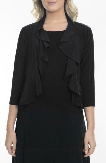 Nina Leonard Faux Pearl Embellished Bolero In Black