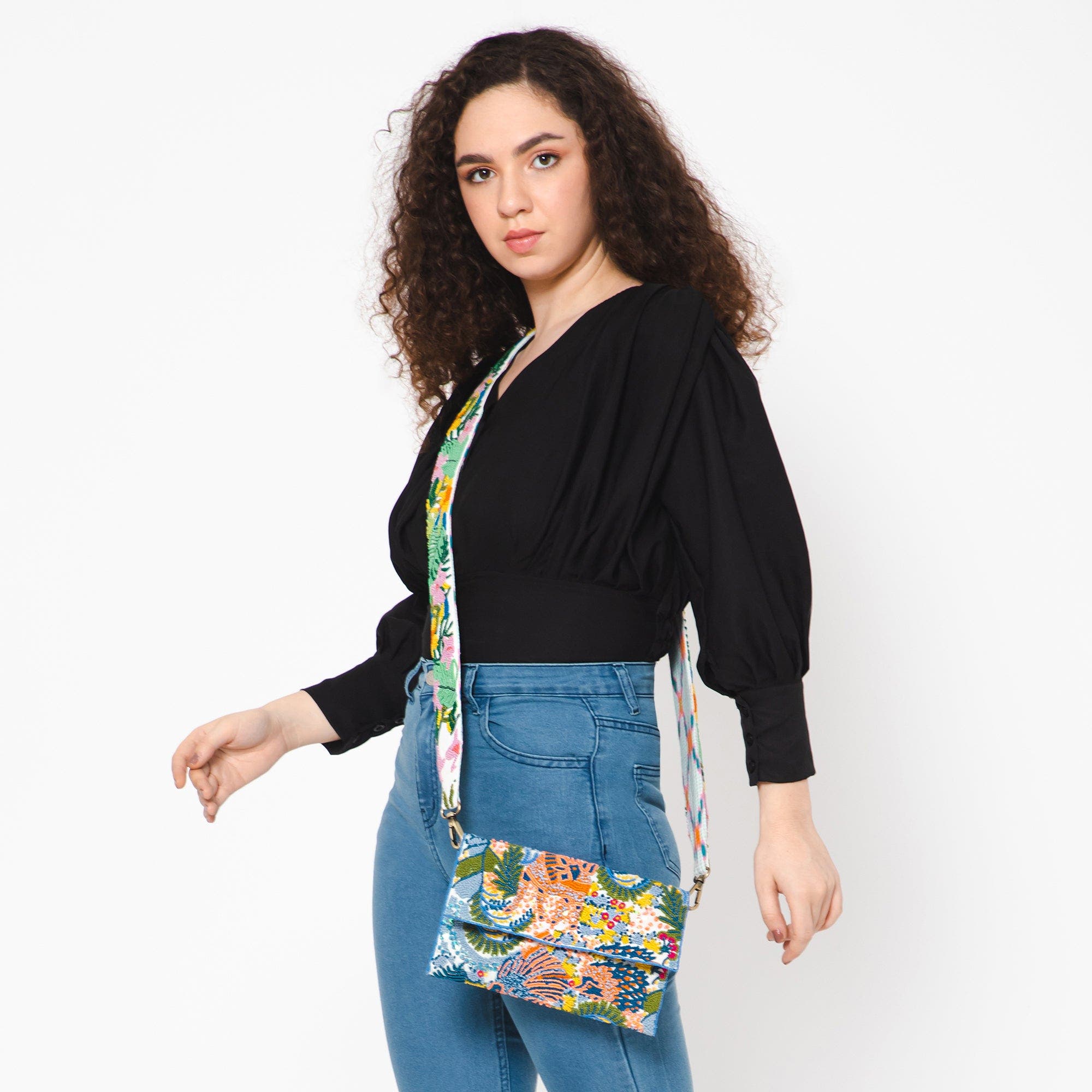 Vismaya Botanical Embroidered Strap, Alternate, color, White