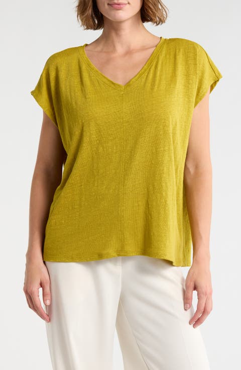 V-Neck Organic Linen T-Shirt