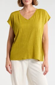 Eileen Fisher V-Neck Organic Linen T-Shirt
