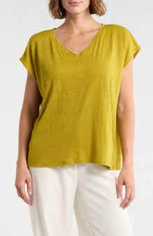 Eileen Fisher V-Neck Organic Linen T-Shirt