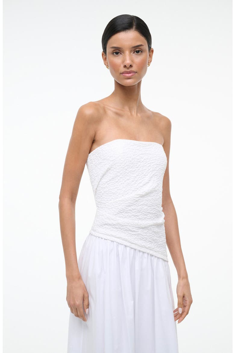 Nia Strapless Midi Dress, Alternate, color, WHITE