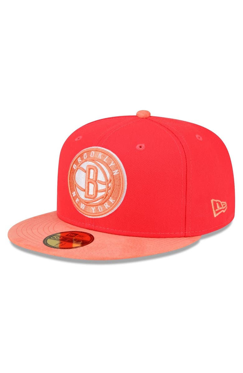 New Era Men's New Era Red/Peach Brooklyn Nets Tonal 59FIFTY Fitted Hat, Main, color, 