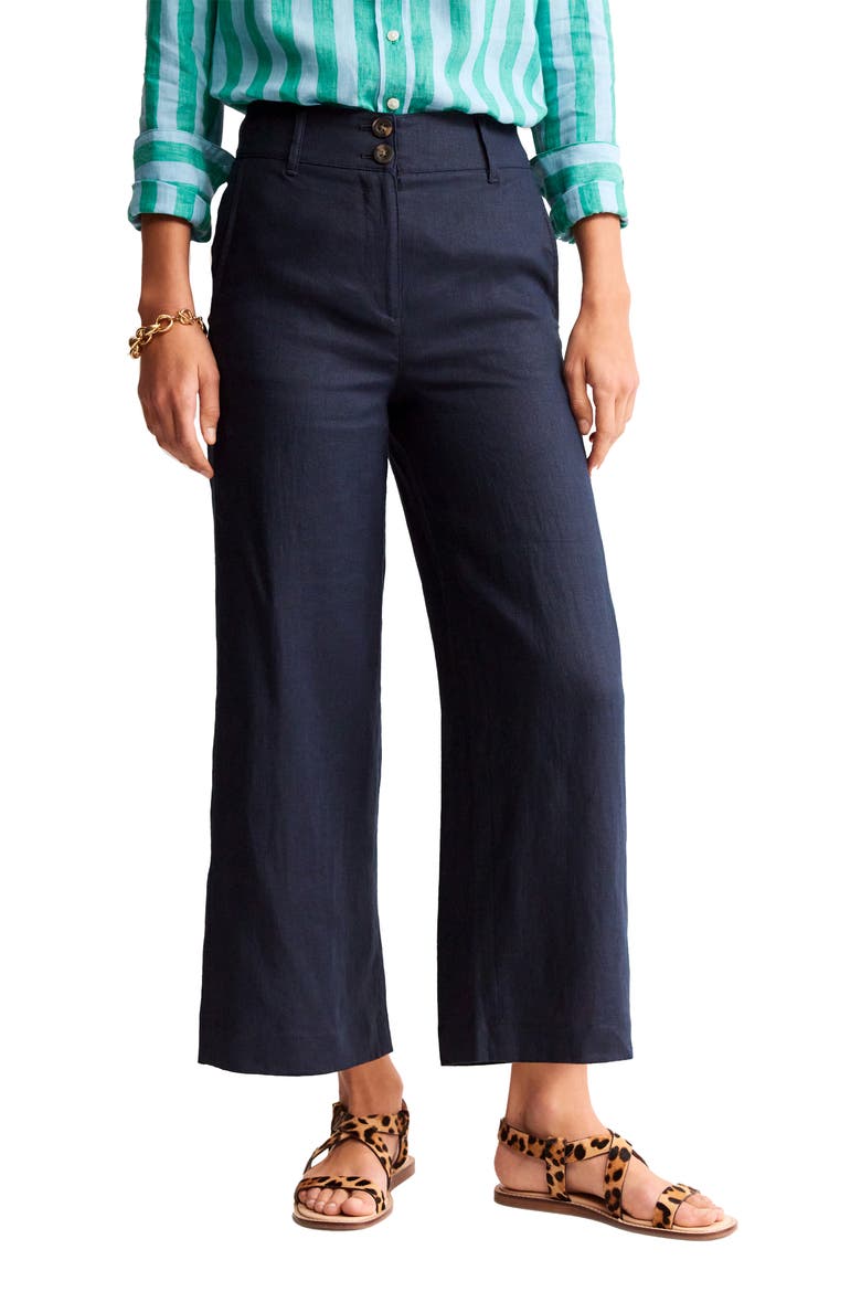 Westbourne Linen Ankle Pants, Main, color, NAVY
