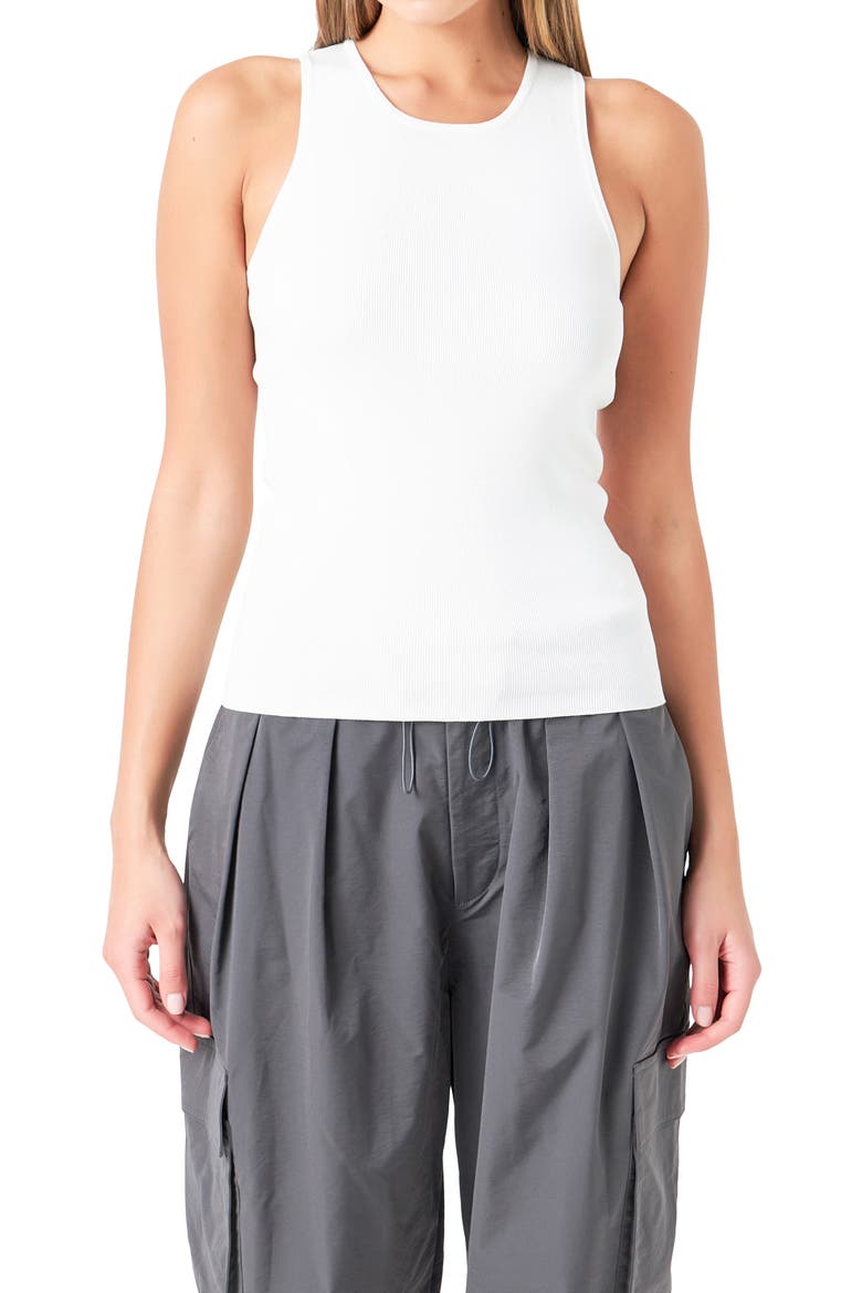 Racerback Rib Sweater Tank, Alternate, color, CREAM