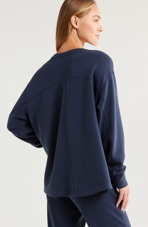 Zella Cozy Scuba Fleece Tunic In Navy Sapphire