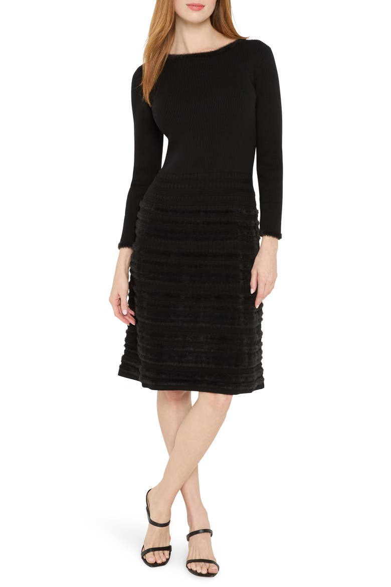 All the Trimmings Cotton Blend Sweater Dress, Main, color, BLACK ONYX