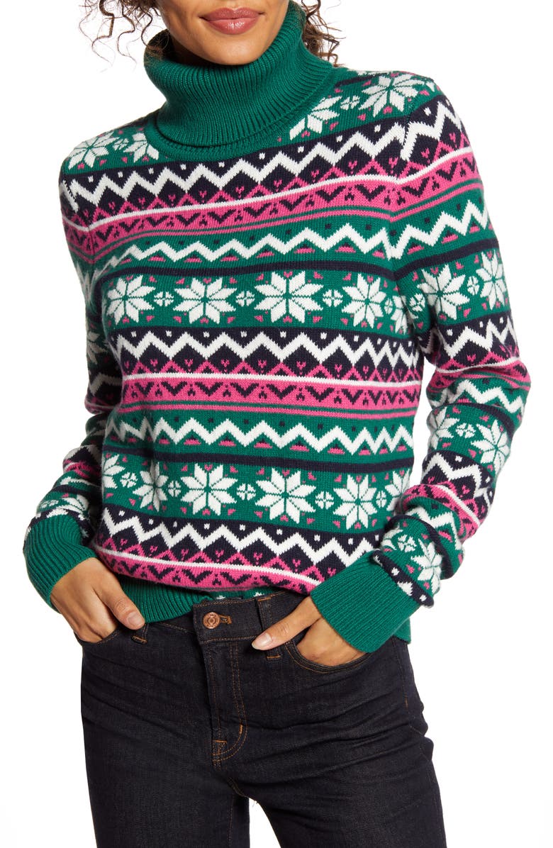 1901 Snowflake Fair Isle Turtleneck Sweater, Main, color,