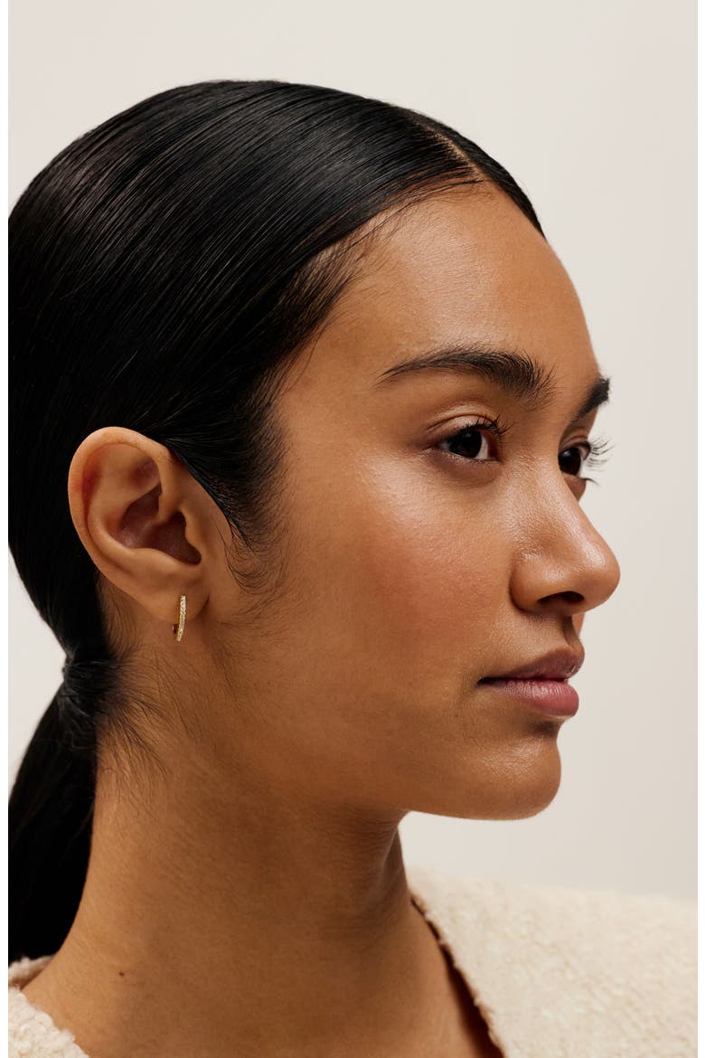 Heplie Pavé Hoop Earrings, Alternate, color, GOLD TONE/ CLEAR CRYSTAL