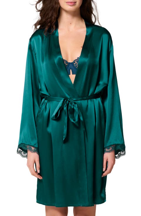 Love Me Lace Trim Silk Blend Robe