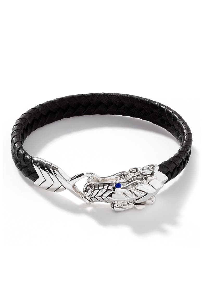 Men's Legends Naga Leather Bracelet, Alternate, color, SILVER