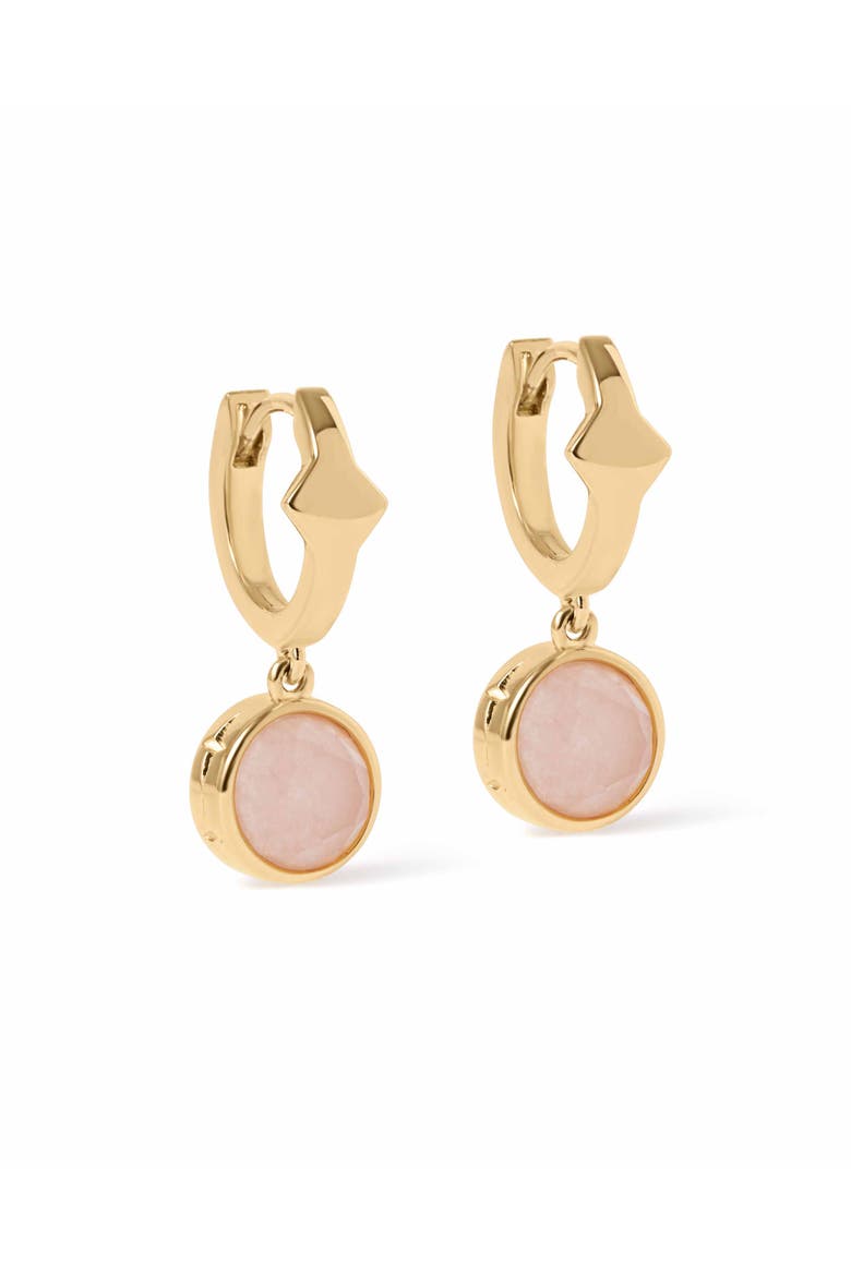 Gold Luna Pink Quartzite Huggie Earrings, Main, color, Pink Quartzite