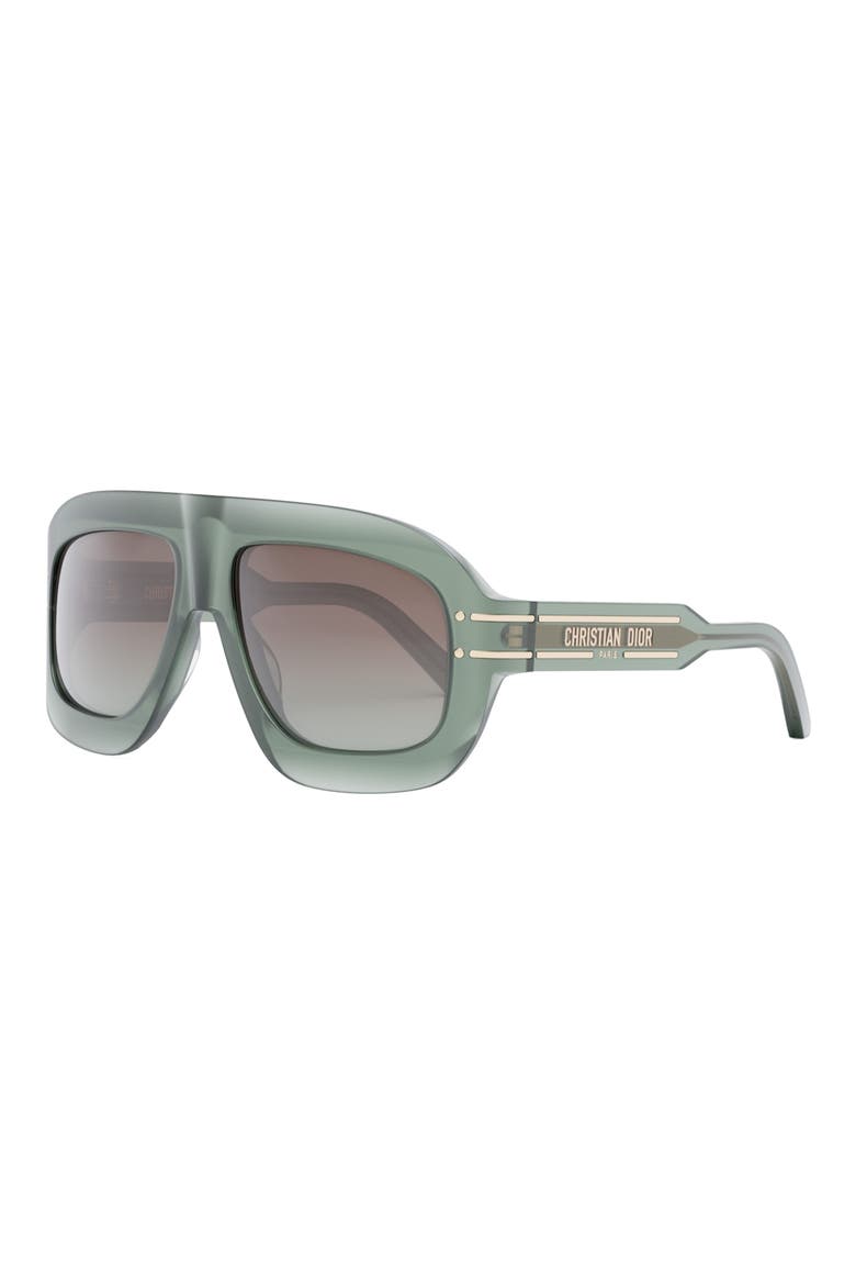 'DiorSignature M1U 58mm Rectangular Sunglasses, Alternate, color, LIGHT GREEN/ GRADIENT BROWN