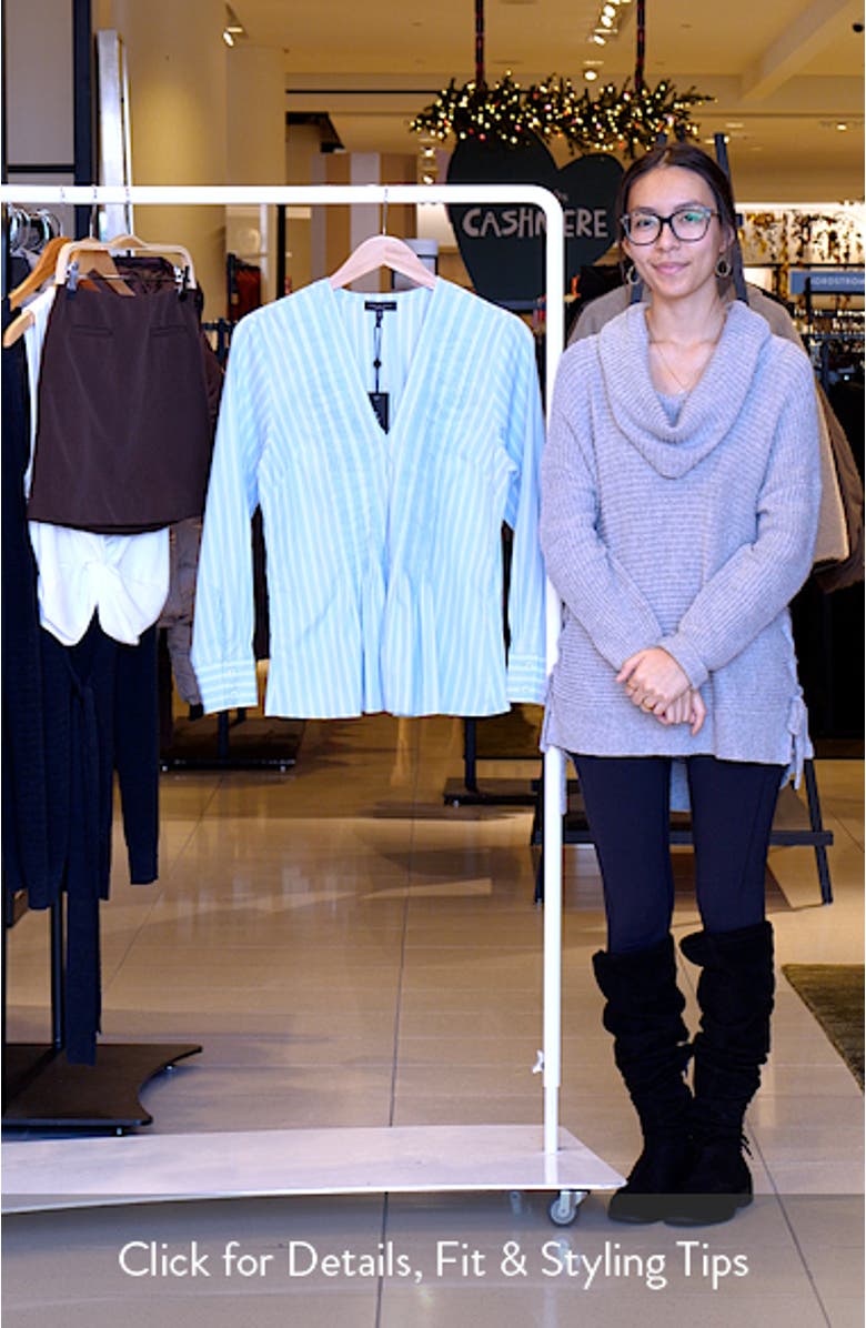 Asher Stripe Pleated Cotton Blouse, sales video thumbnail