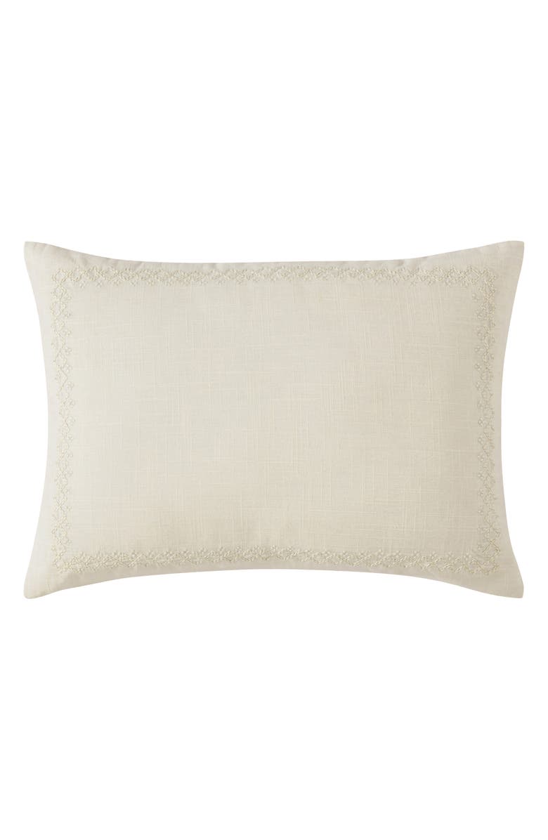 DKNY Pure Border Embroidery Accent Pillow, Main, color, Cream