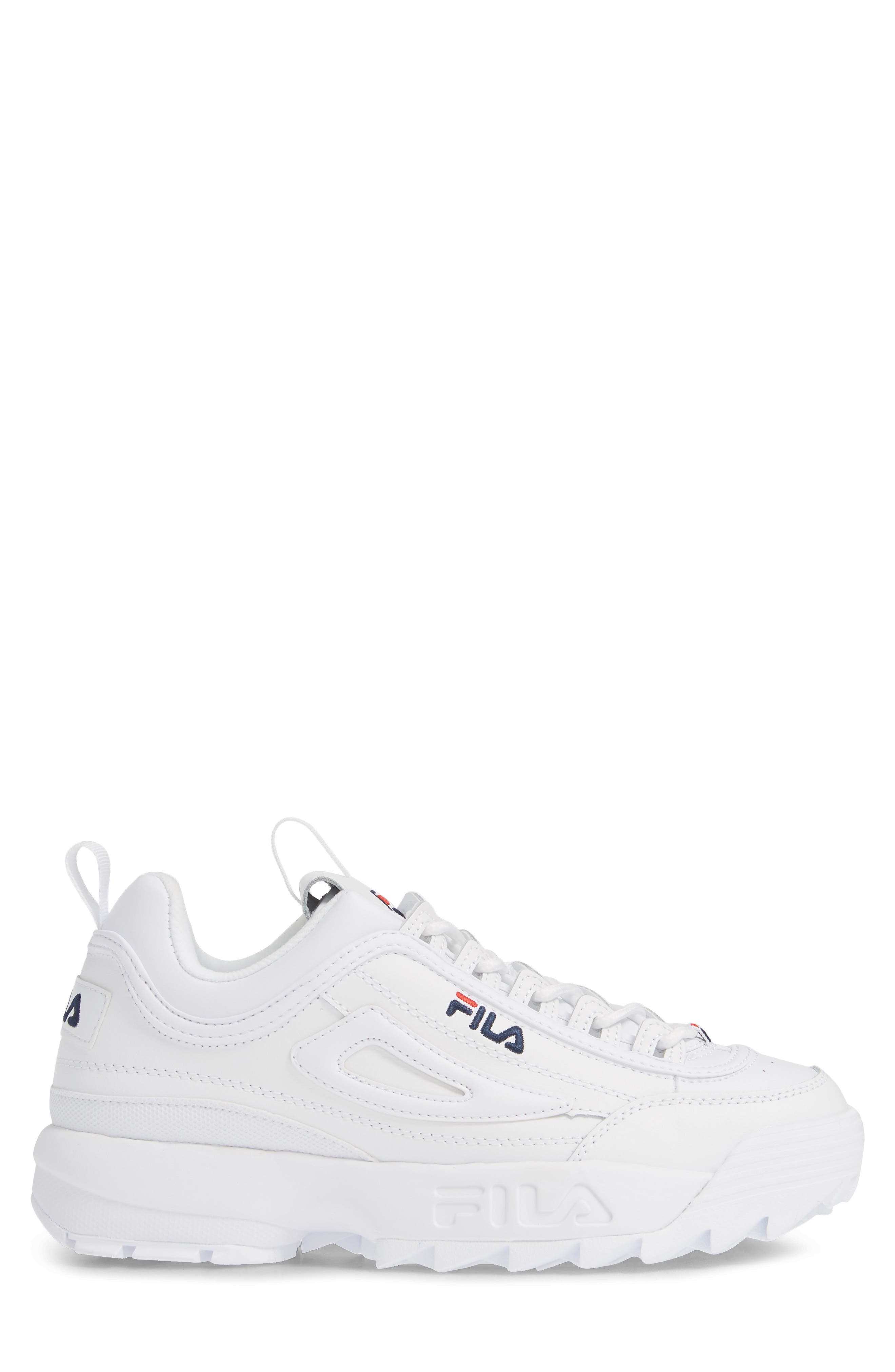 Disruptor II Premium Sneaker, Alternate, color, WHITE/ NAVY/ FILA RED