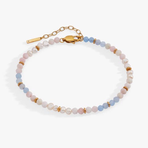 Clear Quartz Semi-Precious Beaded Anklet