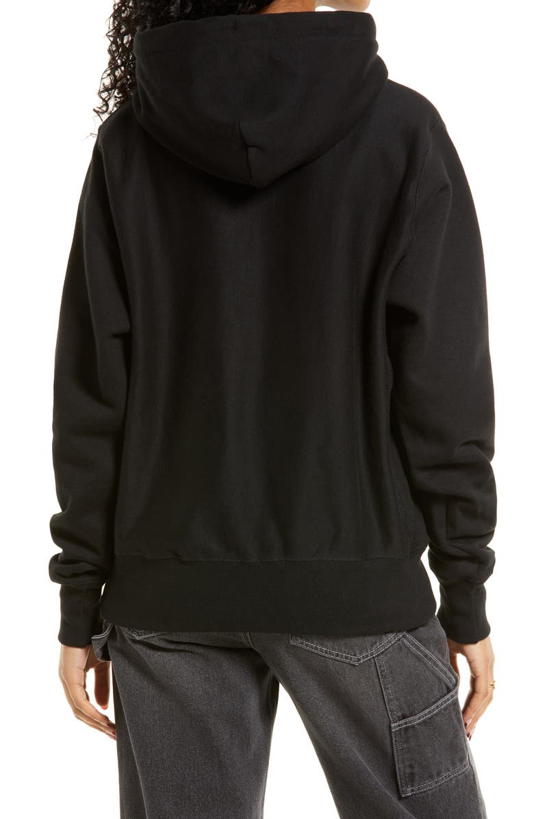 Champion Boyfriend Logo Reverse Weave<sup>®</sup> Cotton Blend Fleece Hoodie, Alternate, color,