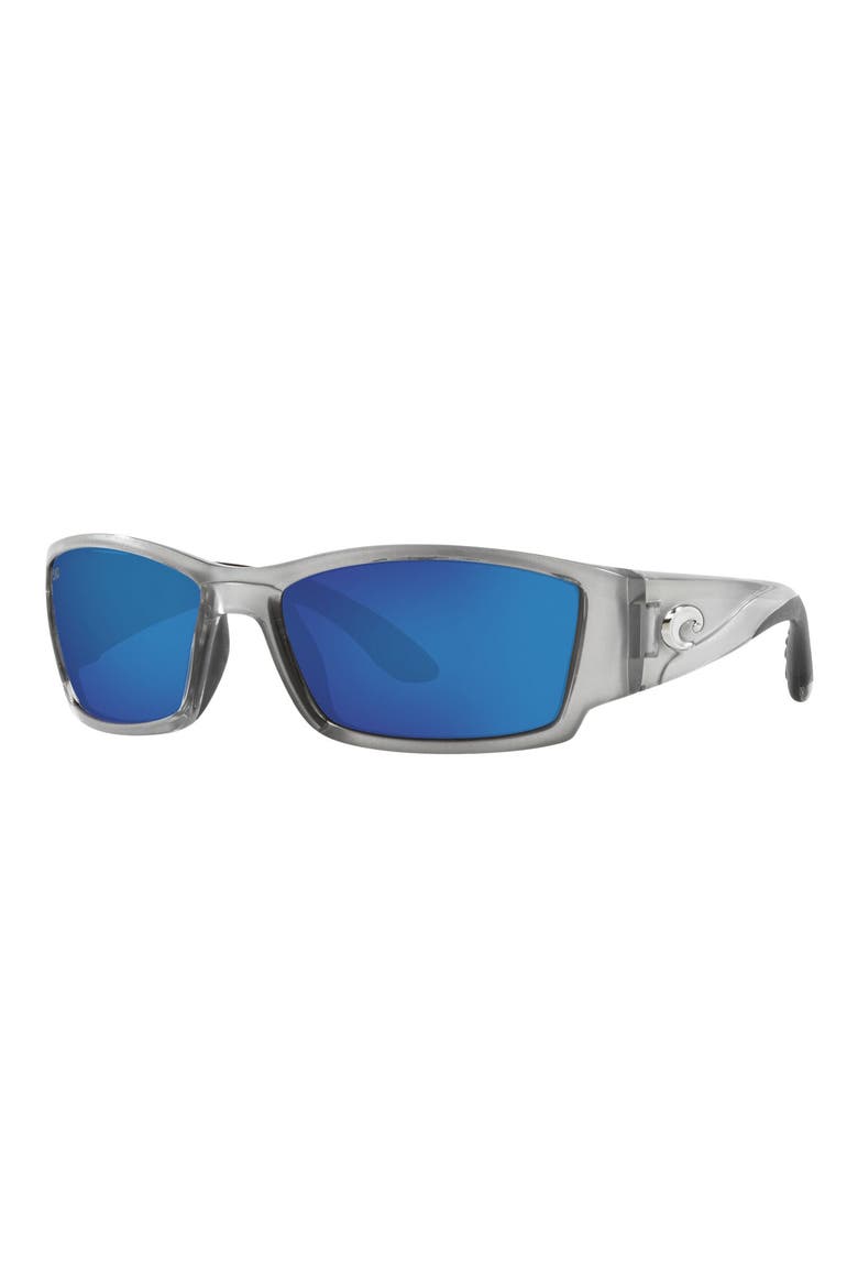 61mm Polarized Wraparound Sunglasses, Alternate, color, MATTE SILVER