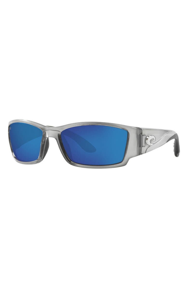 Costa Del Mar 61mm Polarized Wraparound Sunglasses, Alternate, color, Matte Silver