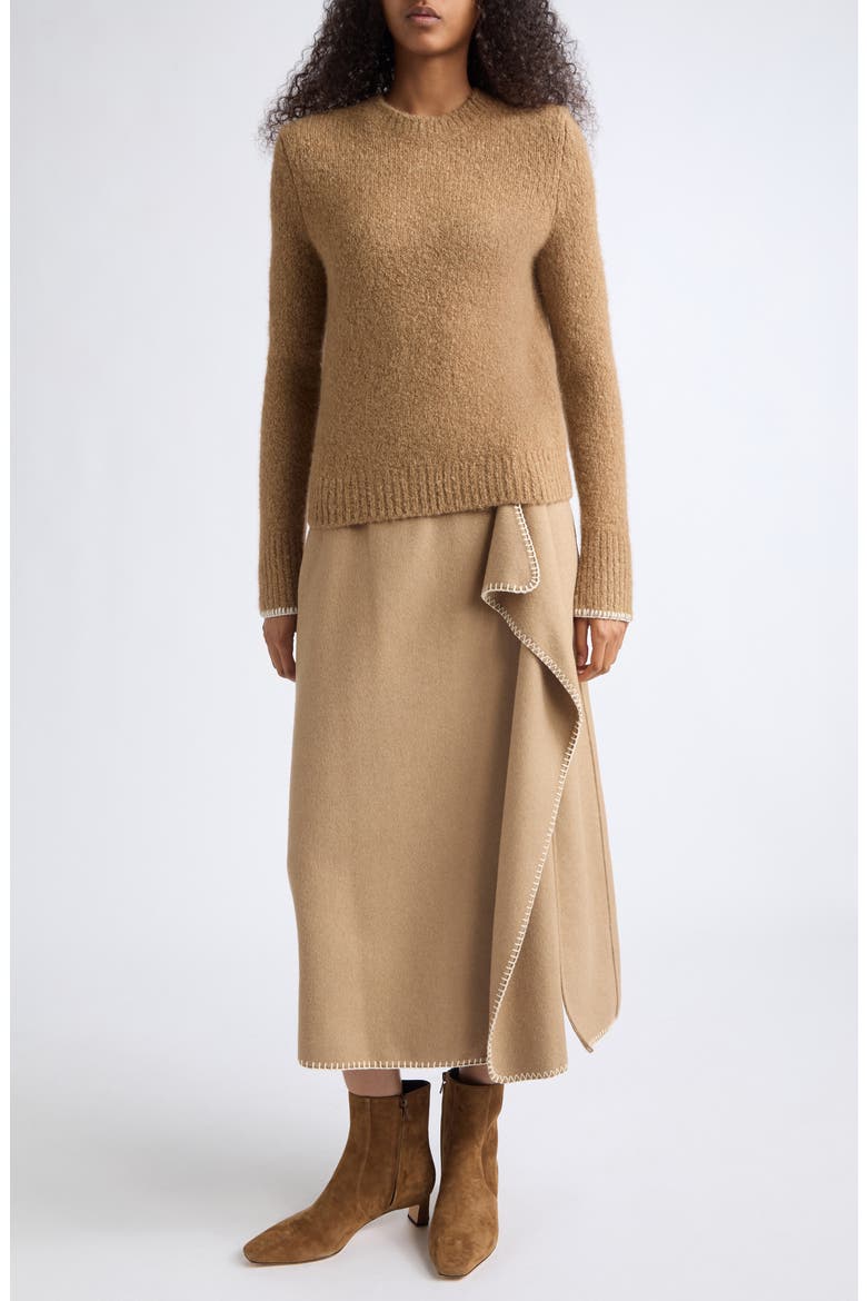 Brushed Boucle Crewneck Sweater, Alternate, color, CAMELETTO/ CLASSIC CR