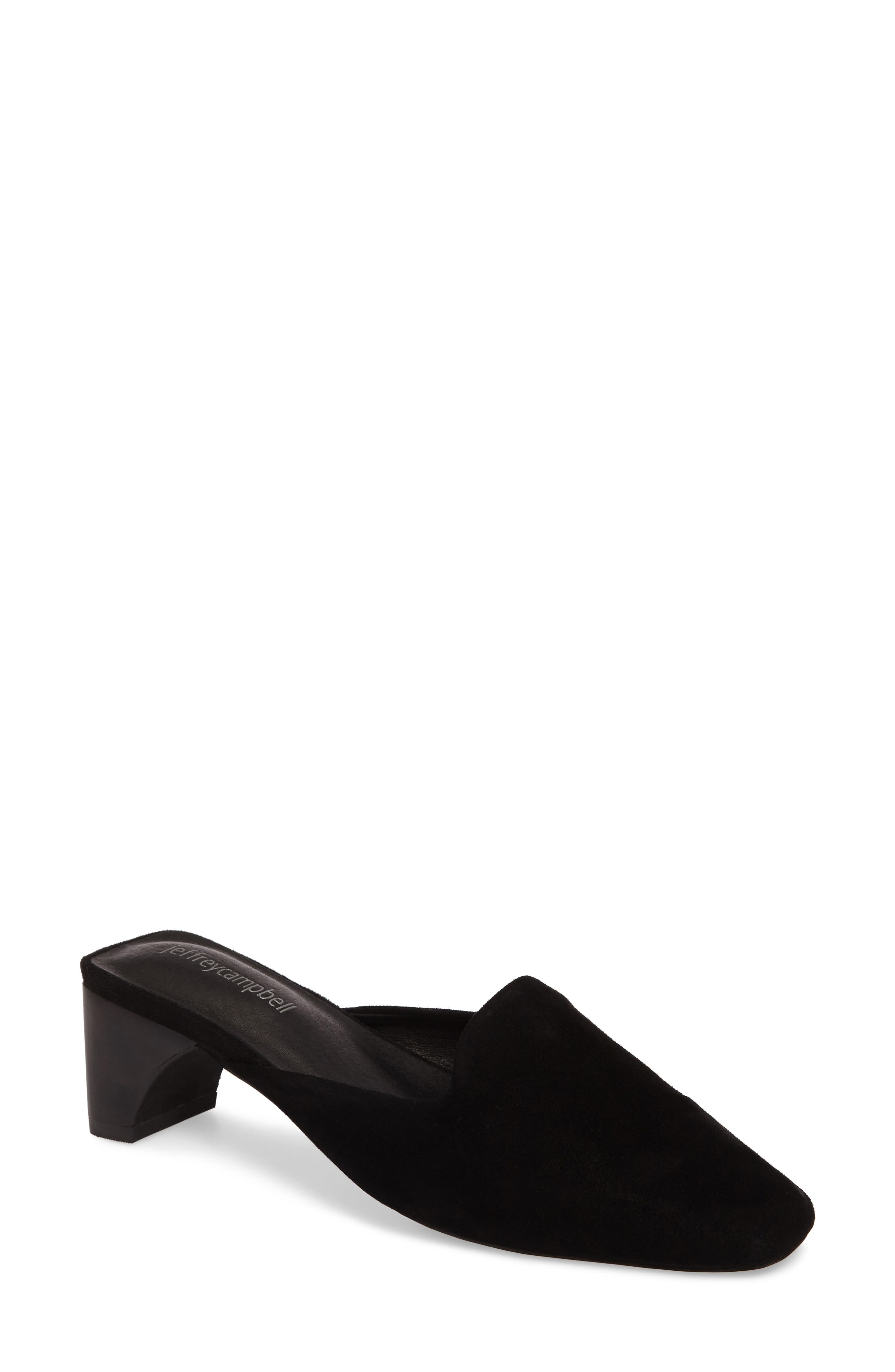 Jenae Loafer Mule, Main, color, BLACK SUEDE