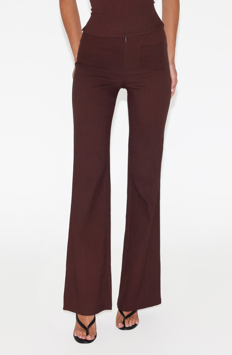 Tiger Mist Gwendoline Flare Pants, Main, color, Chocolate