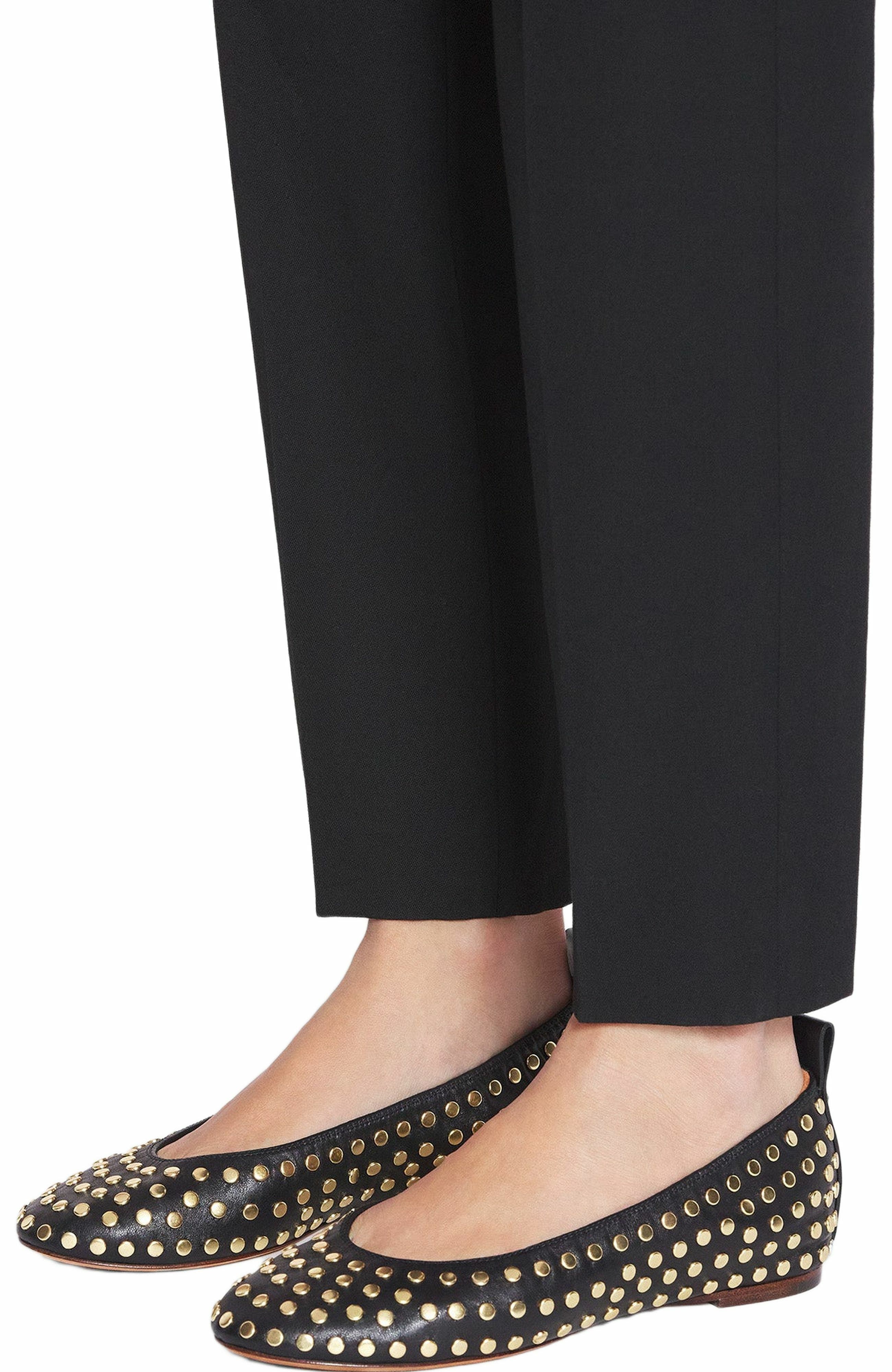 Lanvin The Leather Ballerina Flat With Studs, Alternate, color, 