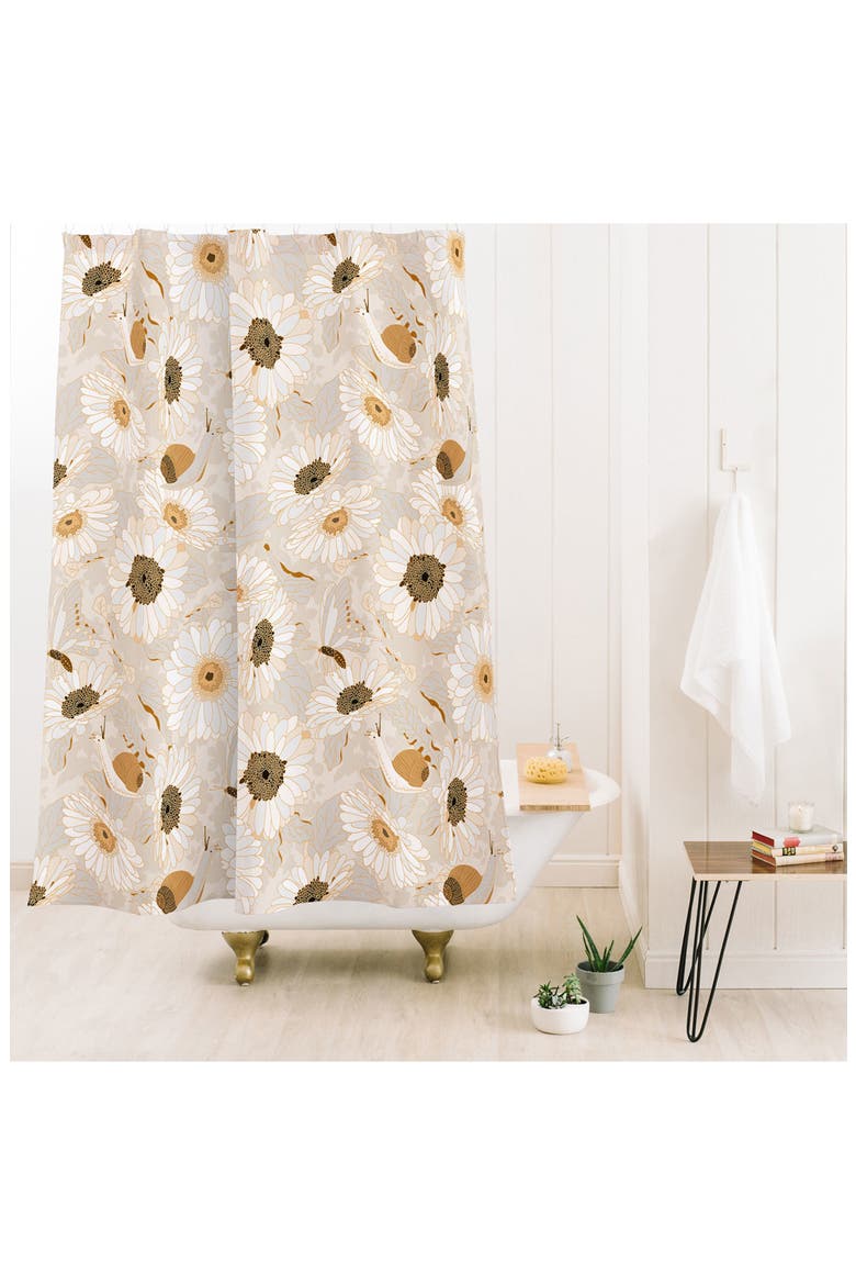 Daisy Garden Shower Curtain, Alternate, color, BEIGE