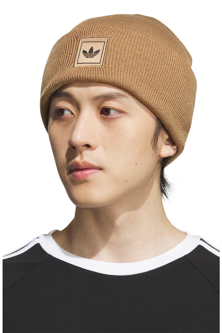 Trefoil Tall Beanie, Alternate, color, CARDBOARD BROWN/ BLACK