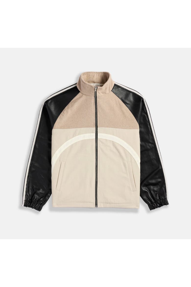 Trackside Wool & Leather Jacket, Main, color, white