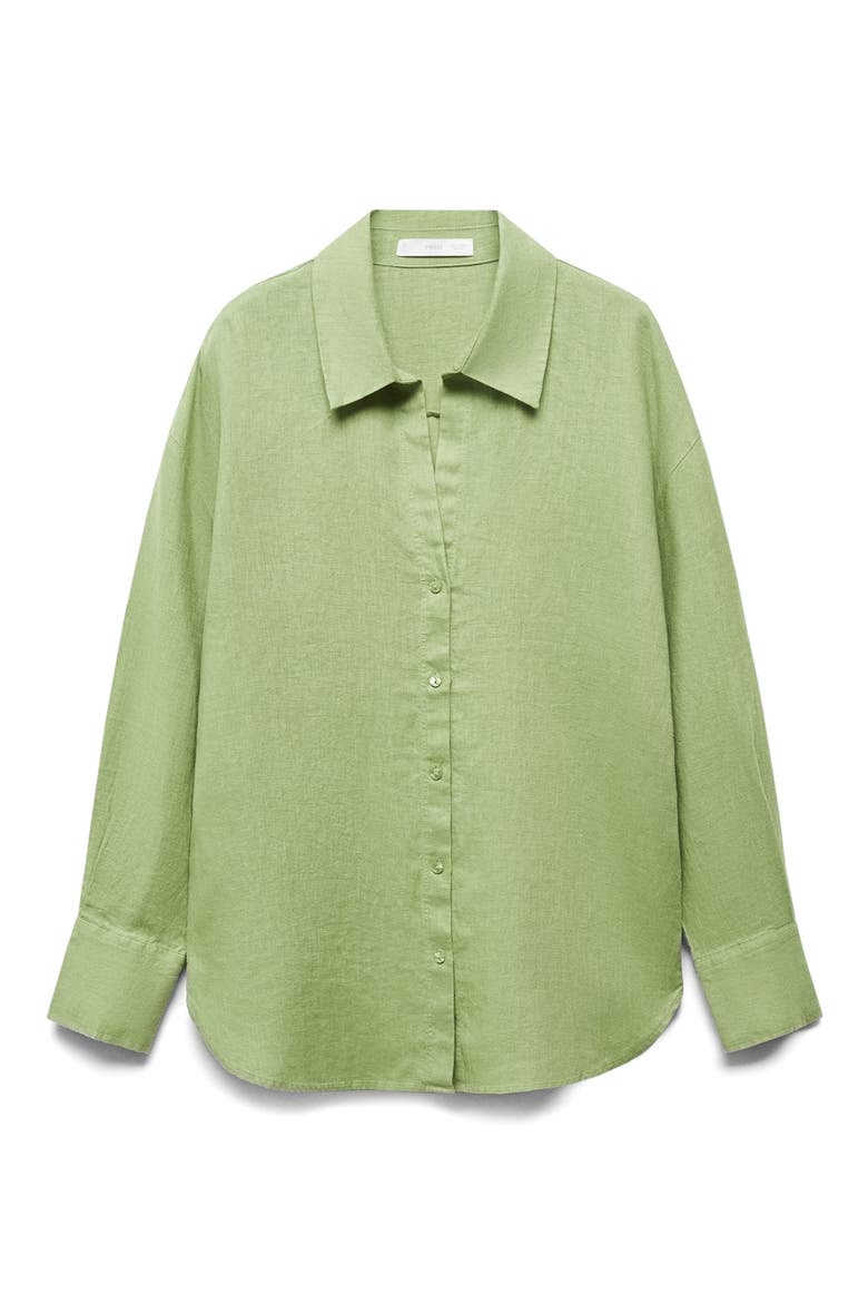 Button-Up Linen Shirt, Alternate, color, GREEN