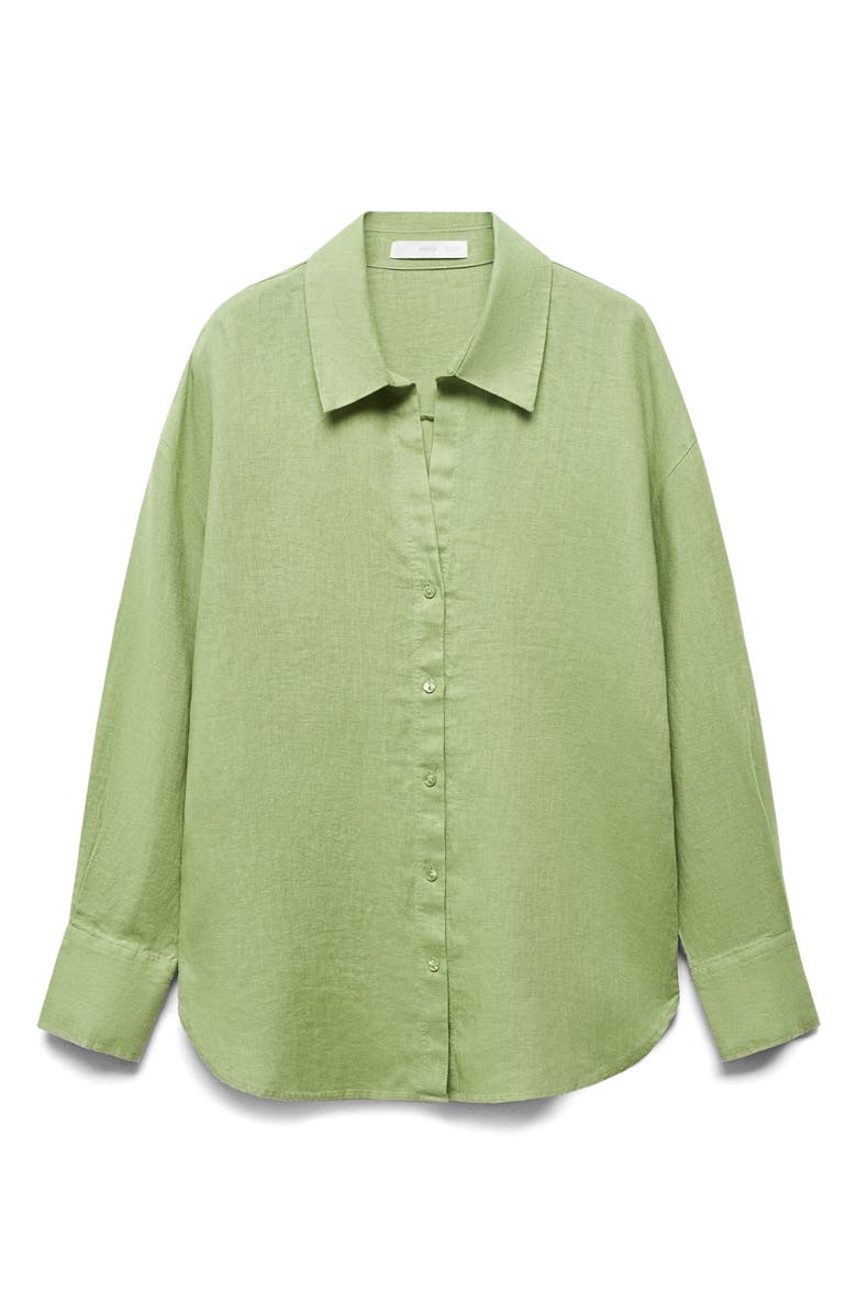 MANGO Button-Up Linen Shirt, Alternate, color, 