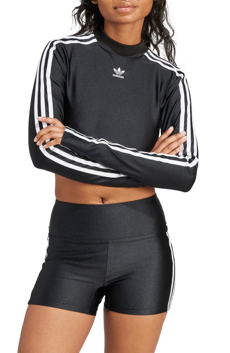 adidas Adicolor 3-Stripes Long Sleeve Crop Top, Main, color,