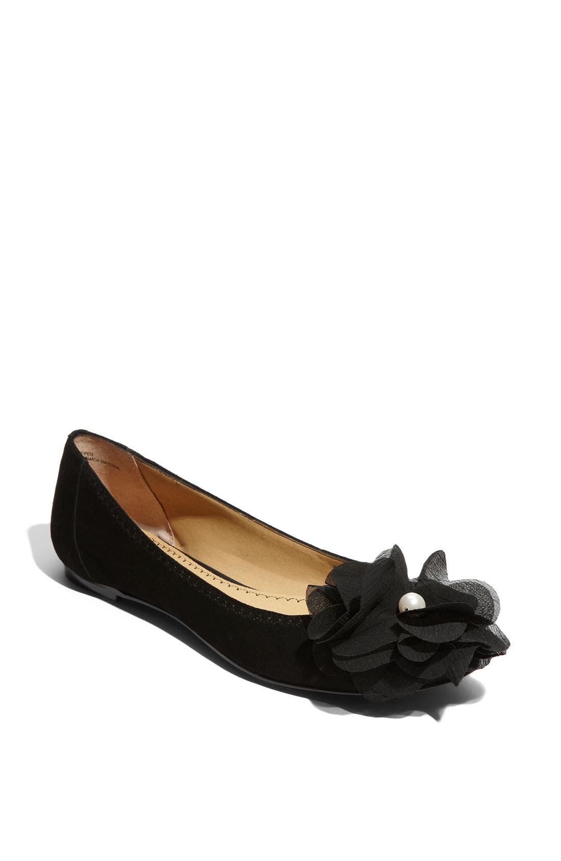 'Romantic' Flat, Main, color, BLACK SUEDE
