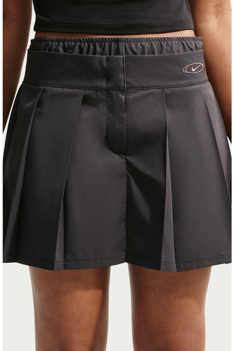 Sportswear Pleated Miniskirt, Alternate, color, 010 BLACK/ M SILV