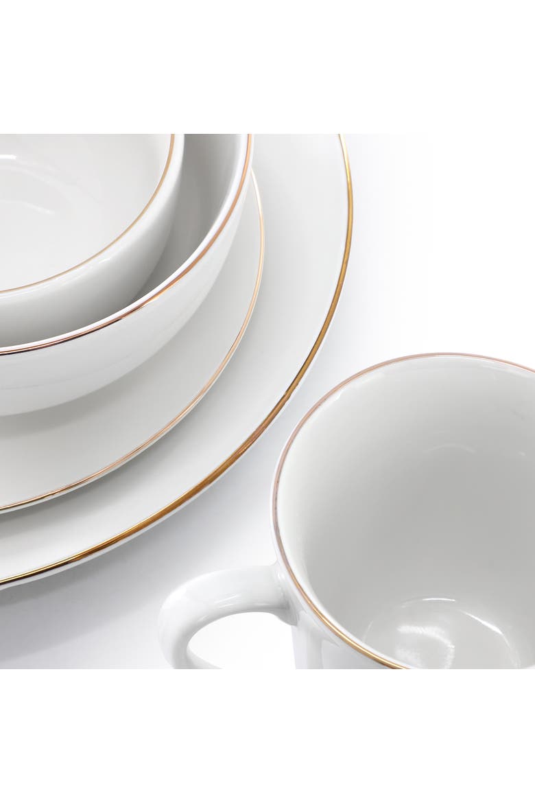 Ogalla 30 Piece Gold Banded Fine Ceramic Dinnerware Set, Alternate, color, White