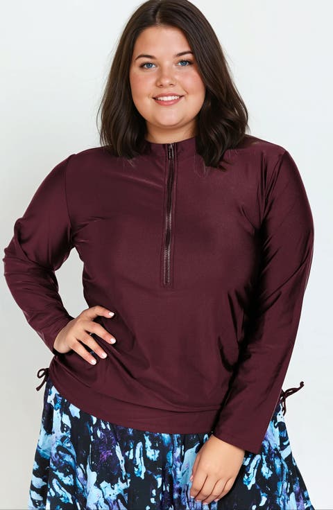 Plus Size Half-Zip Nora Swim Top