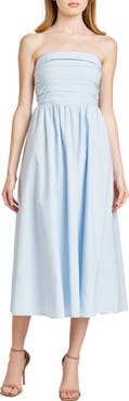 WAYF x Styled by COCO! Sammie Pleat Strapless Stretch Cotton Sundress