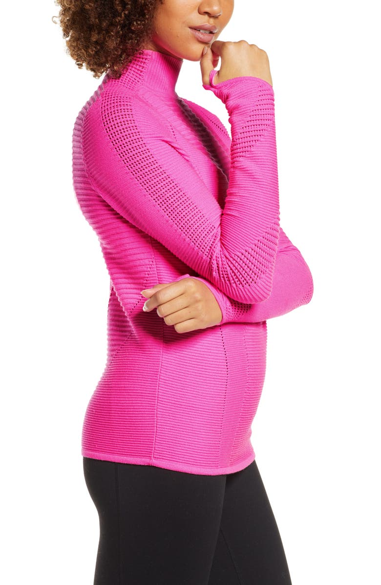 Adam Selman Sport Rib Mock Neck Top, Alternate, color, 